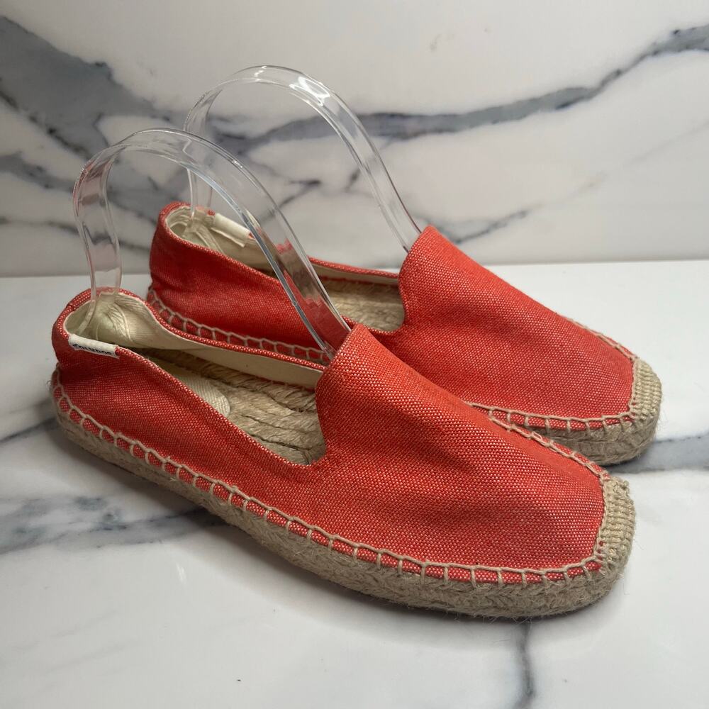 Soludos Womens Coral Orange Beachy Espadrilles Slip-On Flats Sandals Sz 8 Resort